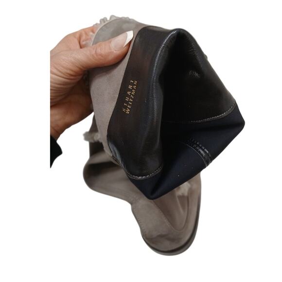 Stuart Weitzman Shearling Parka Over Knee Boots Sz 8 M Taupe Suede Leather 50/50 - Picture 12 of 14